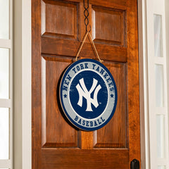 New York Yankees Round Door Décor with Hanging Rope, 18x18