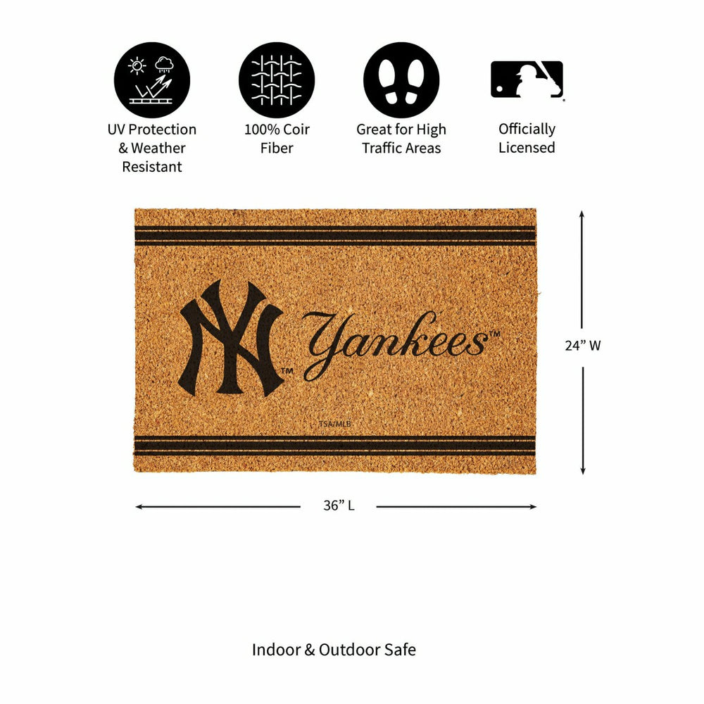 NY Yankees Large One Color Coir Mat, 36"x24"