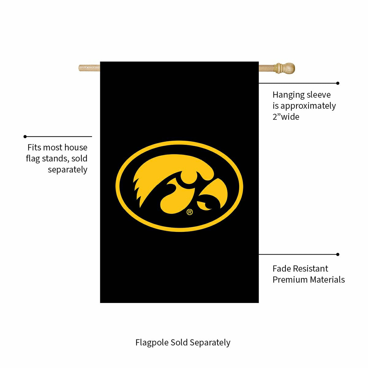 University of Iowa Applique House Flag