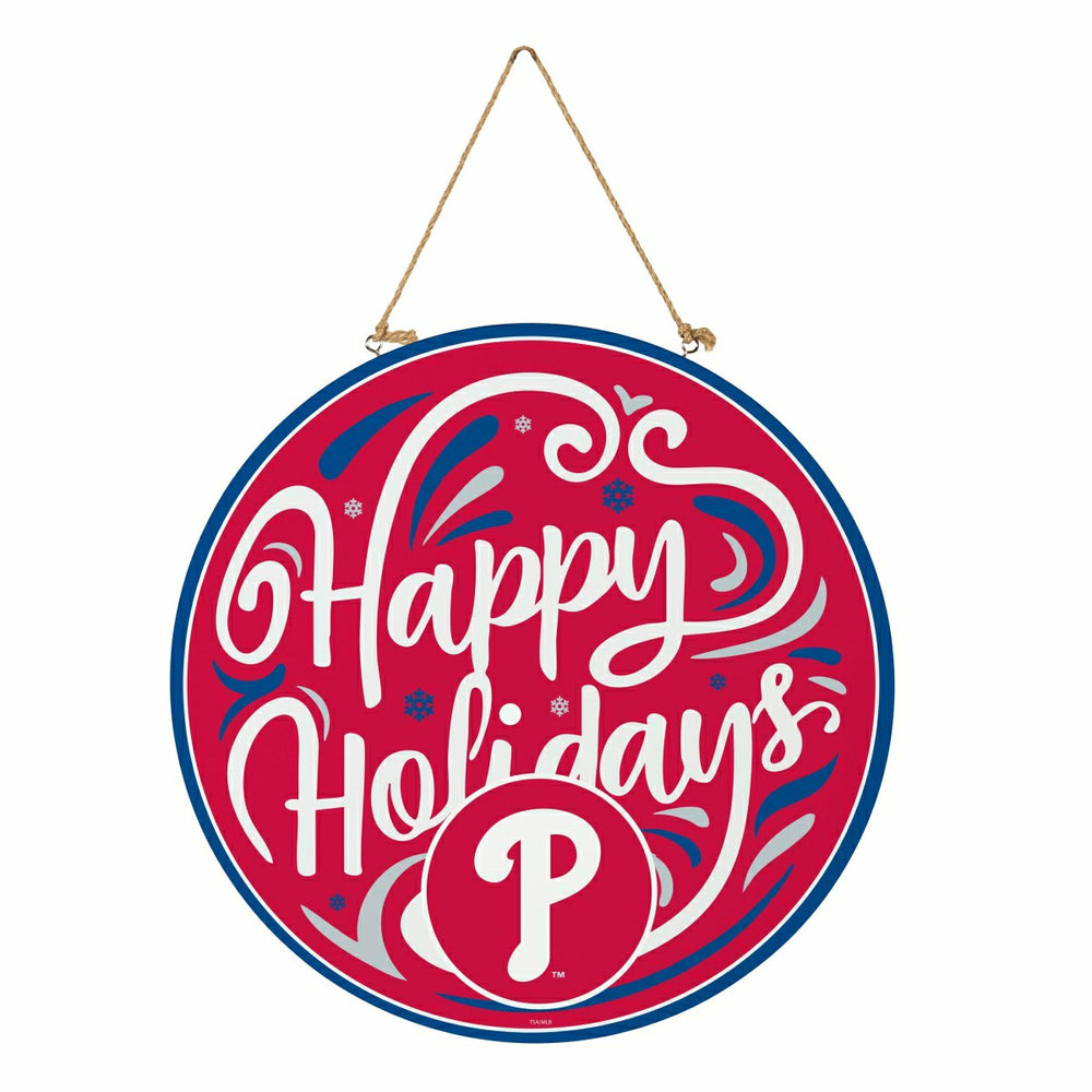 Philadelphia Phillies Holiday Round Door Décor with Hanging Rope, 18x1