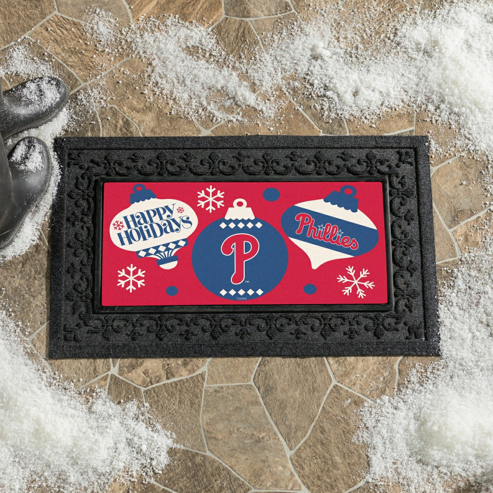 Philadelphia Phillies Holiday Flocked Coir Sassafras Switch Mat, 22"x1