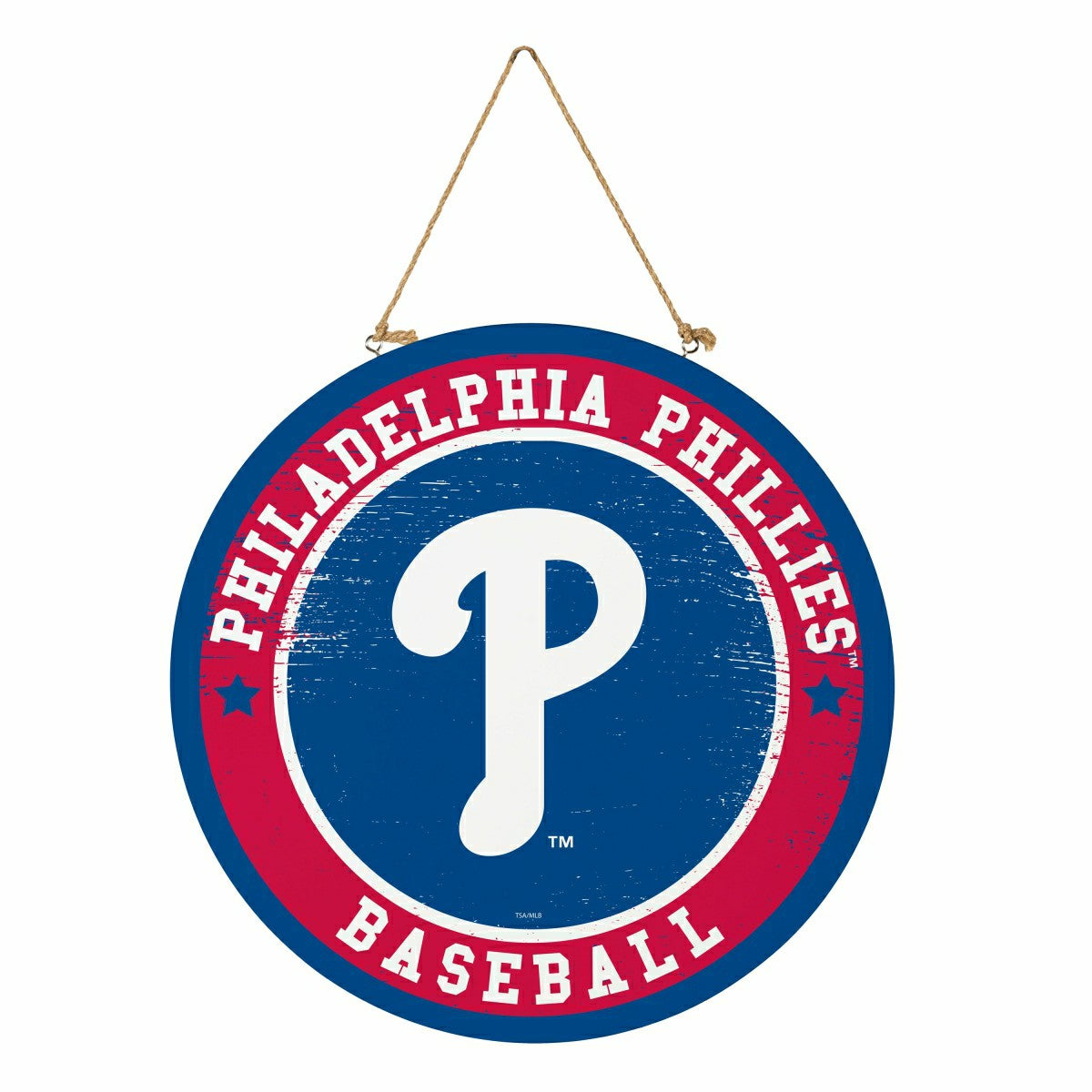 Philadelphia Phillies Round Door Décor with Hanging Rope, 18x18