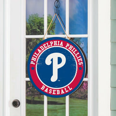 Philadelphia Phillies Round Door Décor with Hanging Rope, 18x18