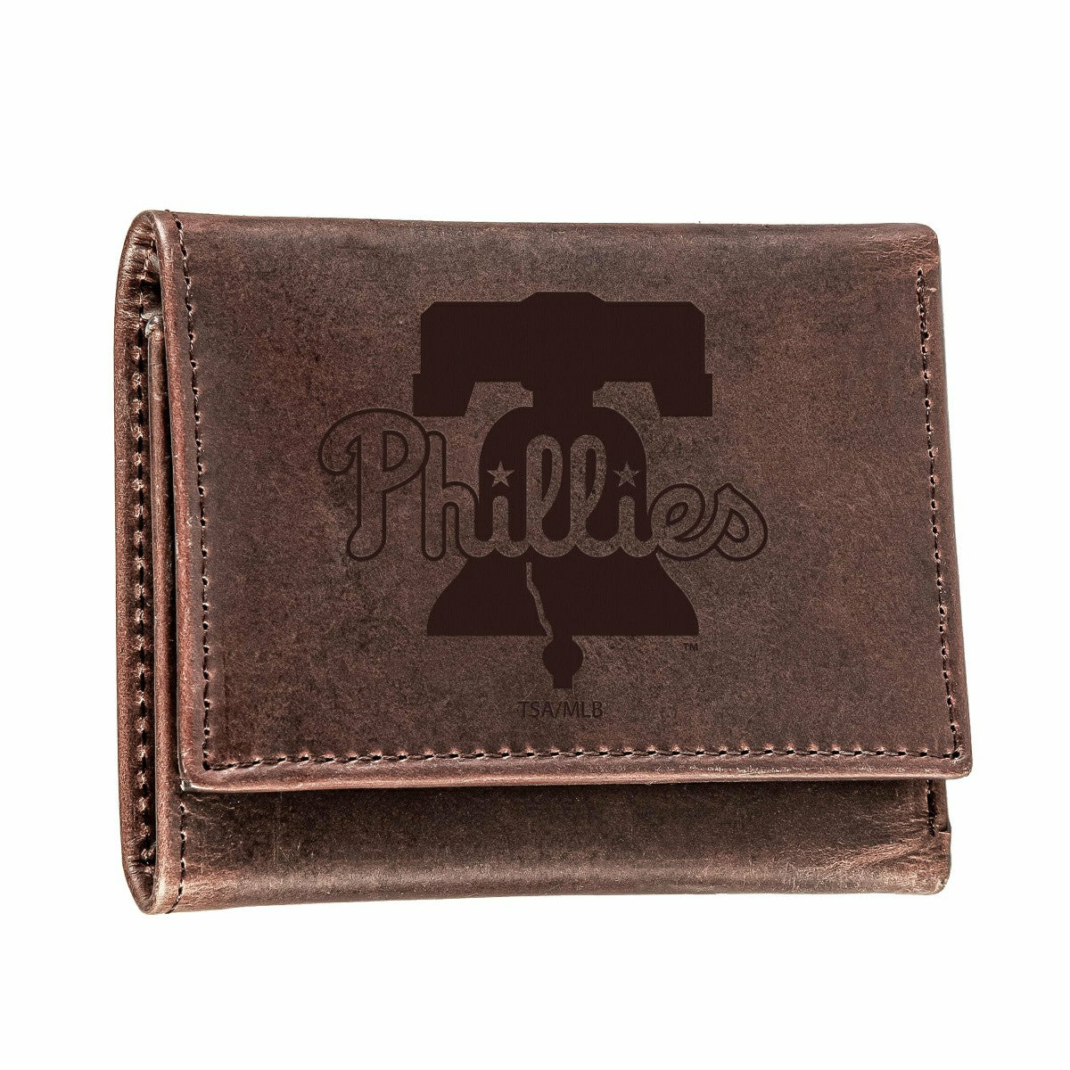 Philadelphia Phillies Tri-Fold Wallet Brown 100% Genuine Leather