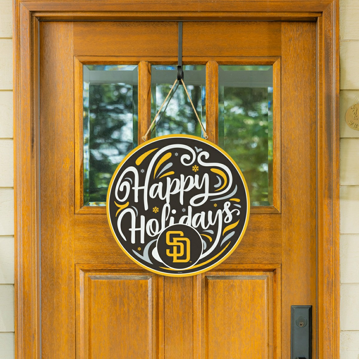 San Diego Padres Holiday Round Door Décor with Hanging Rope, 18x18