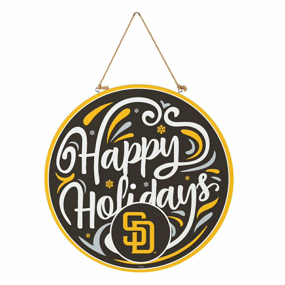San Diego Padres Holiday Round Door Décor with Hanging Rope, 18x18