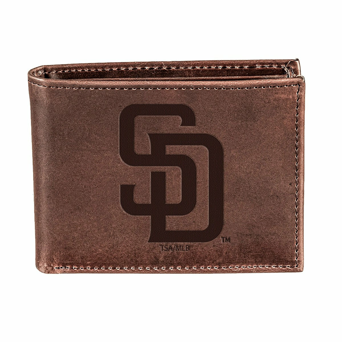 San Diego Padres Bi-Fold Wallet Brown 100% Genuine Leather