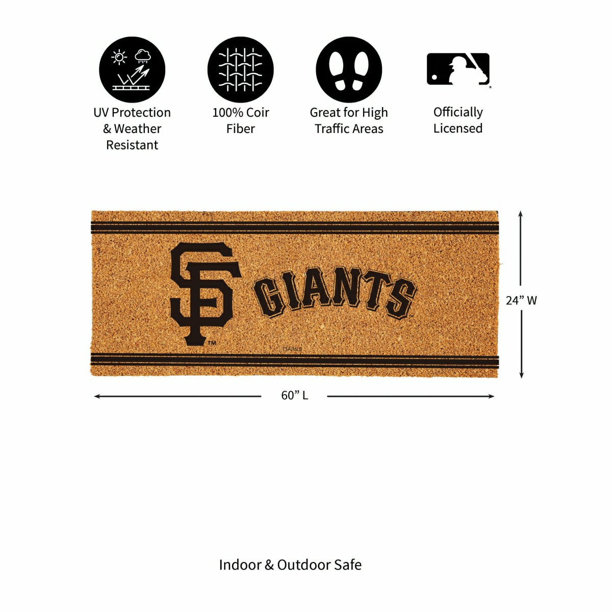 San Francisco Giants Extra Large One Color Coir Mat, 60"x24"