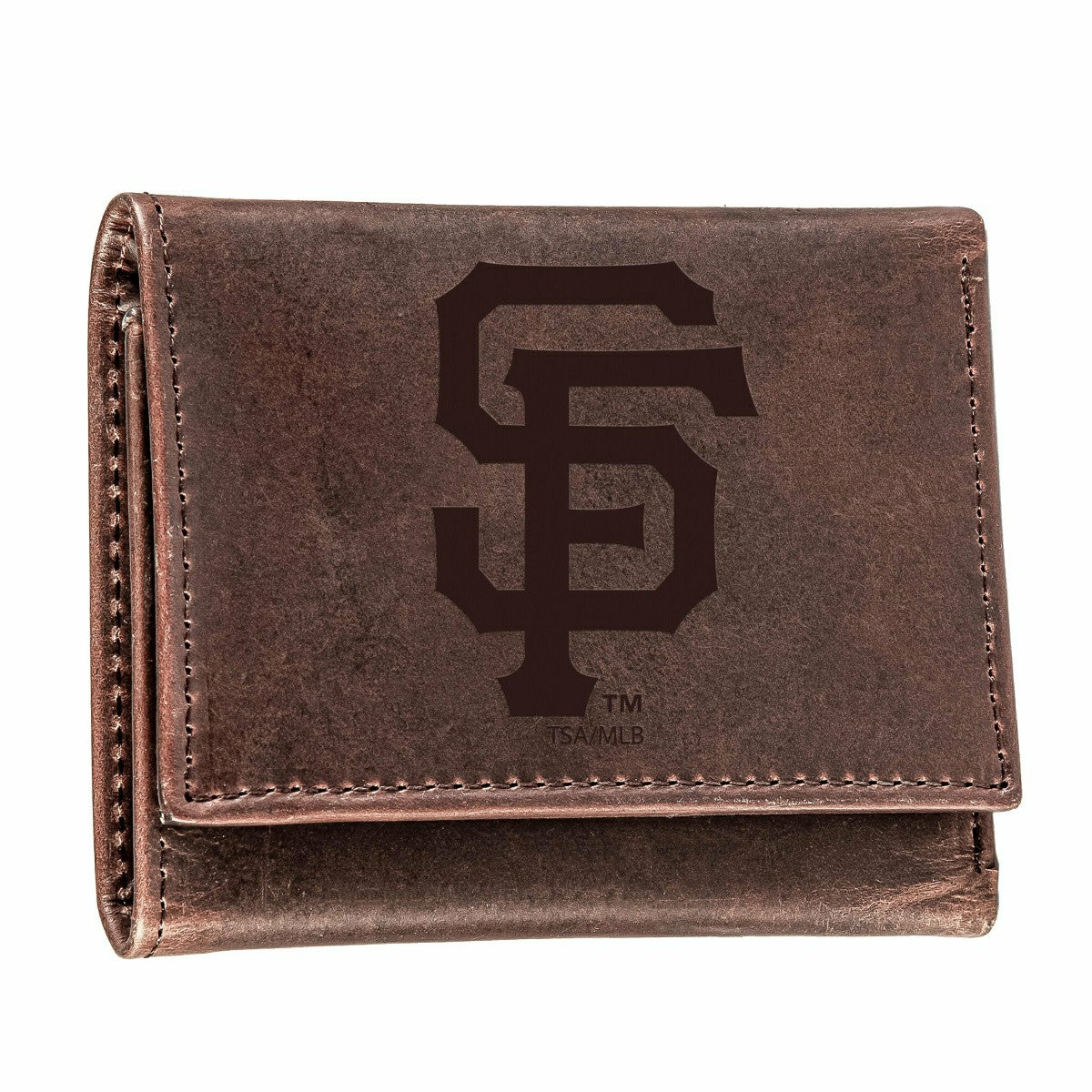 San Francisco Giants Tri-Fold Wallet Brown 100% Genuine Leather
