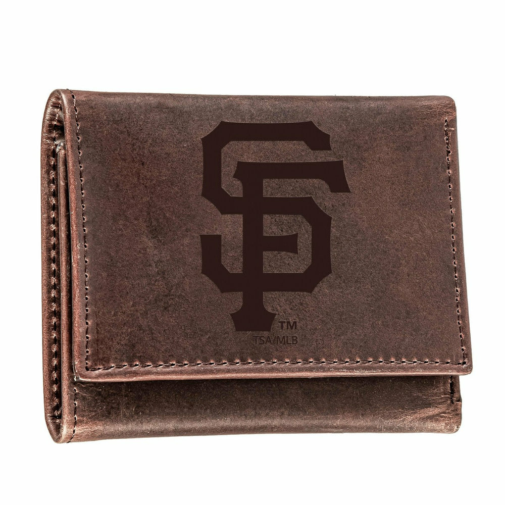 San Francisco Giants Tri-Fold Wallet Brown 100% Genuine Leather