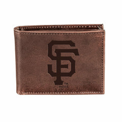 San Francisco Giants Bi-Fold Wallet Brown 100% Genuine Leather