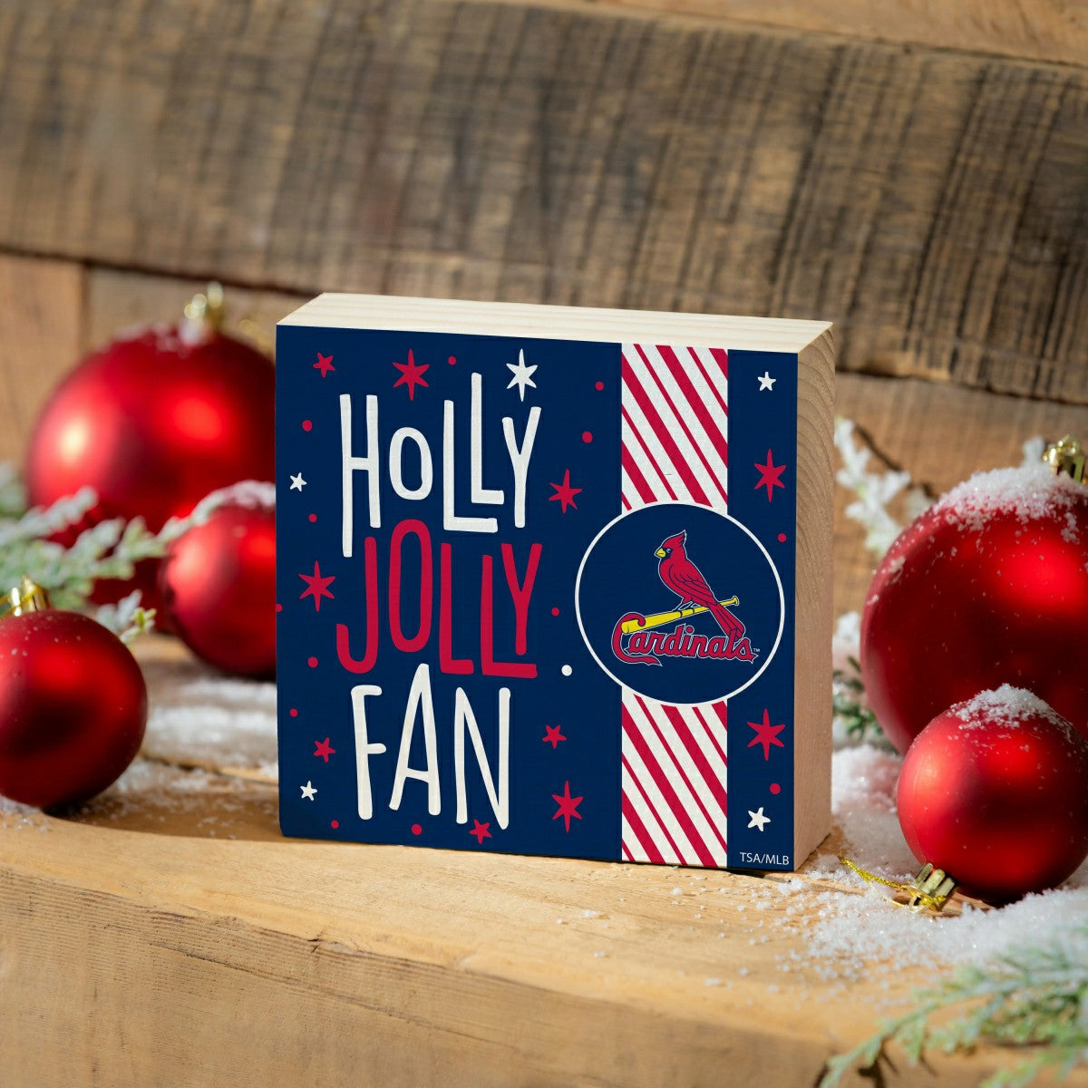 St Louis Cardinals Block, Holiday, 6x6