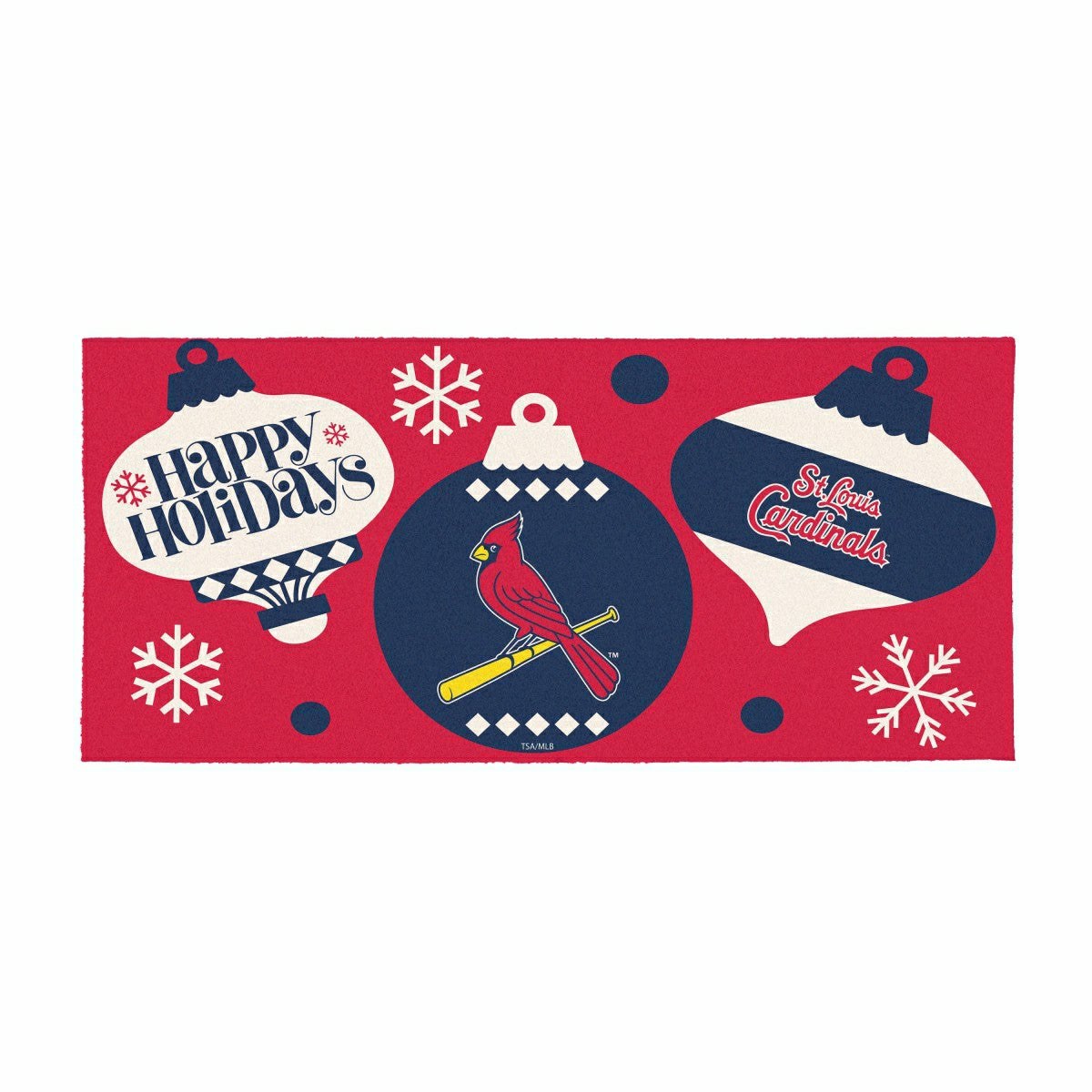 St Louis Cardinals Holiday Flocked Coir Sassafras Switch Mat, 22"x10"