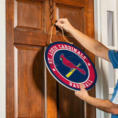 St Louis Cardinals Round Door Décor with Hanging Rope, 18x18