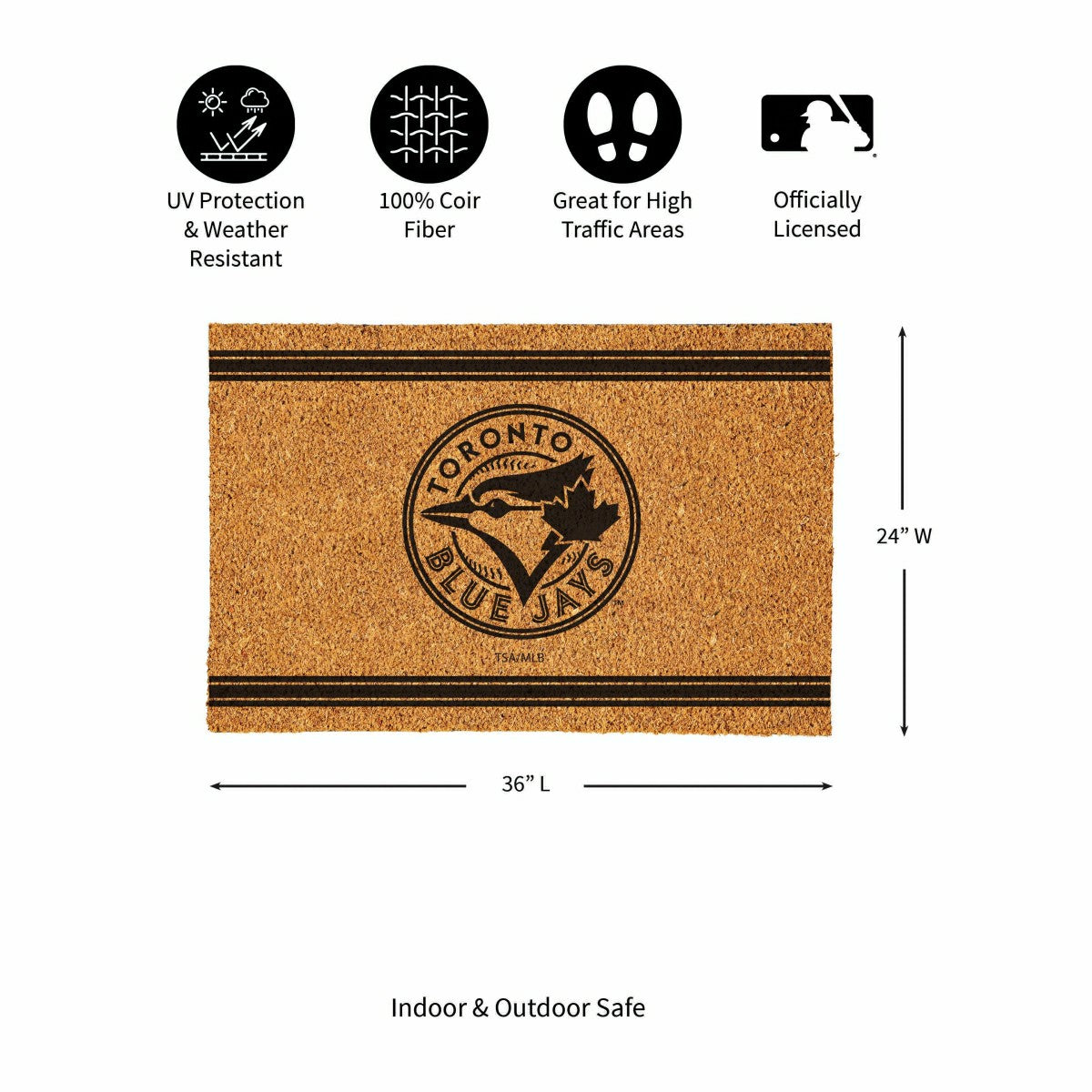 Toronto Blue Jays Large One Color Coir Mat, 36"x24"