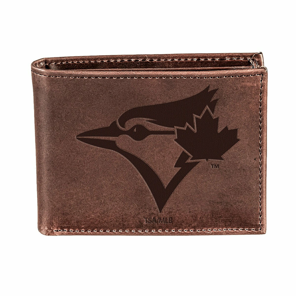 Toronto Blue Jays Bi-Fold Wallet Brown 100% Genuine Leather