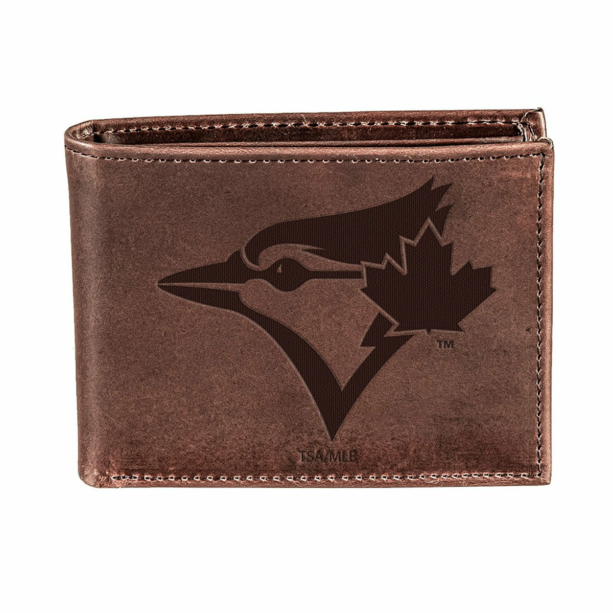 Toronto Blue Jays Bi-Fold Wallet Brown 100% Genuine Leather