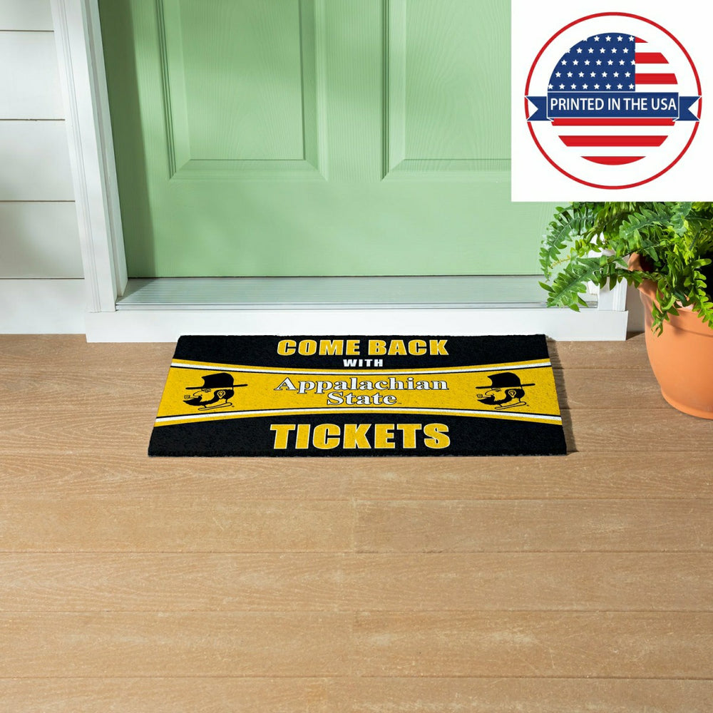 28" x 16" PVC Trapper Mat, Come Back with Tickets, Appalachian State U