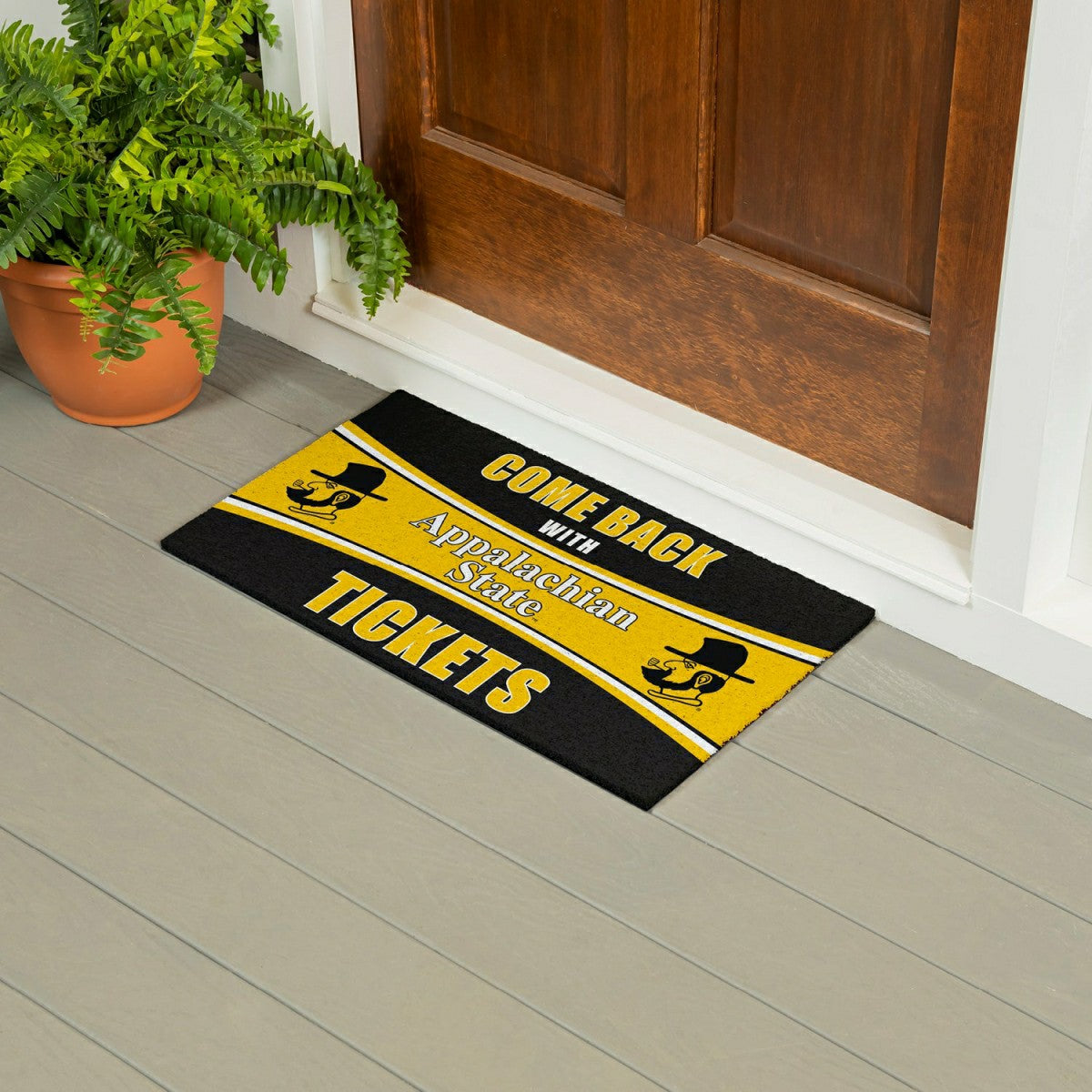 28" x 16" PVC Trapper Mat, Come Back with Tickets, Appalachian State U