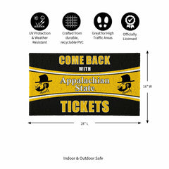 28" x 16" PVC Trapper Mat, Come Back with Tickets, Appalachian State U