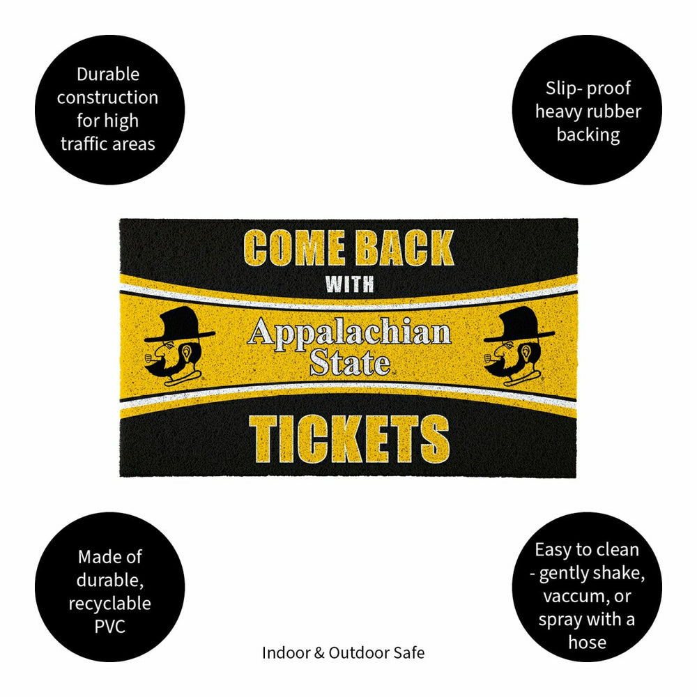 28" x 16" PVC Trapper Mat, Come Back with Tickets, Appalachian State U