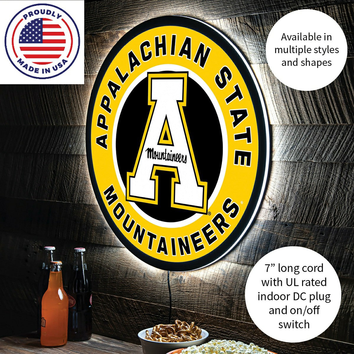 LED Wall Decor, Round, Appalachian State University