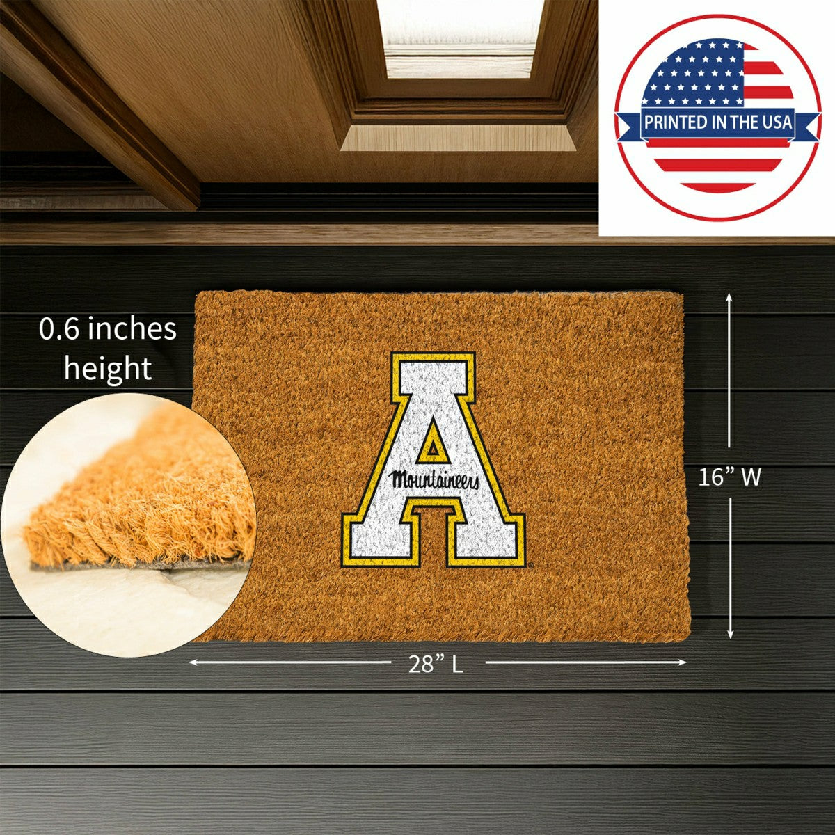 Coir Mat, 16"x28", Appalachian State University