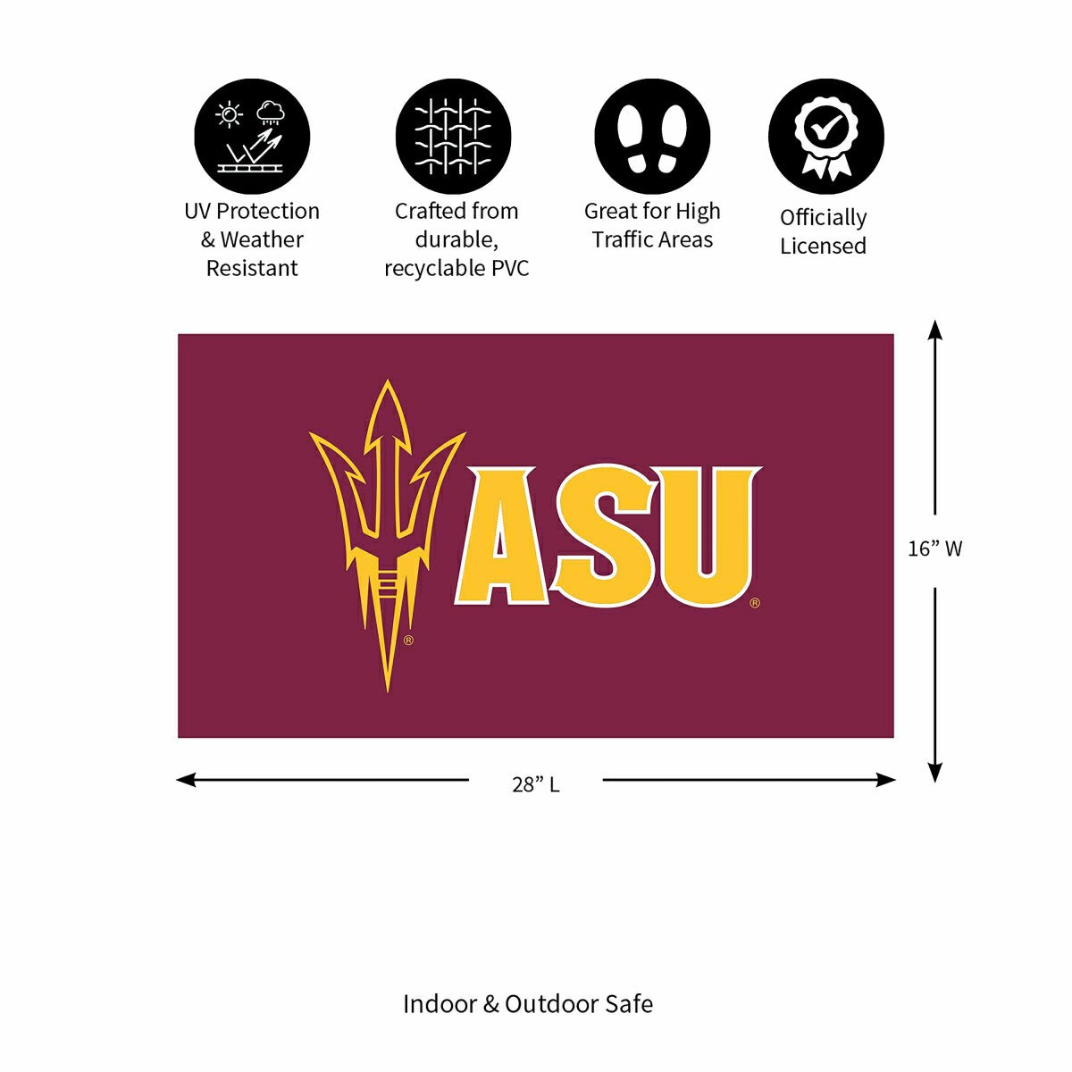 Full Color PVC Mat, 16" x 28", Arizona State University