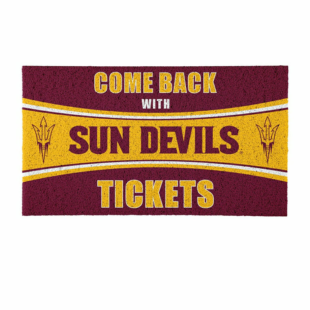 28" x 16" PVC Trapper Mat, Come Back with Tickets, Arizona State Unive