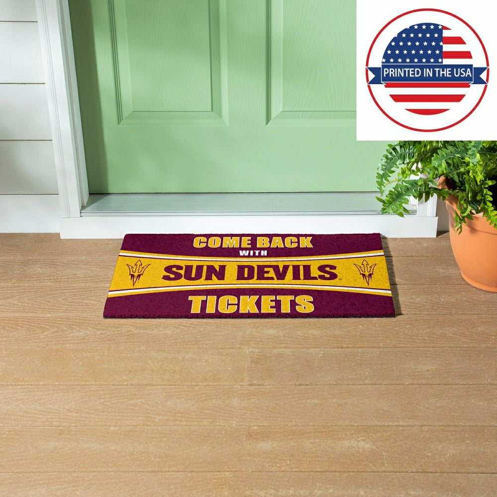 28" x 16" PVC Trapper Mat, Come Back with Tickets, Arizona State Unive