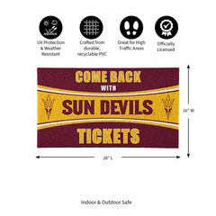 28" x 16" PVC Trapper Mat, Come Back with Tickets, Arizona State Unive