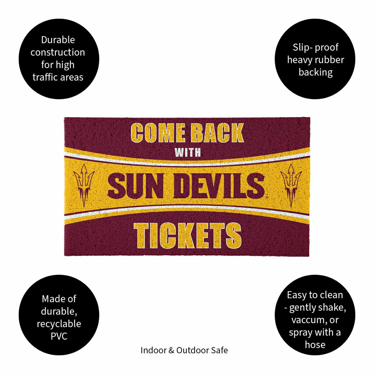 28" x 16" PVC Trapper Mat, Come Back with Tickets, Arizona State Unive