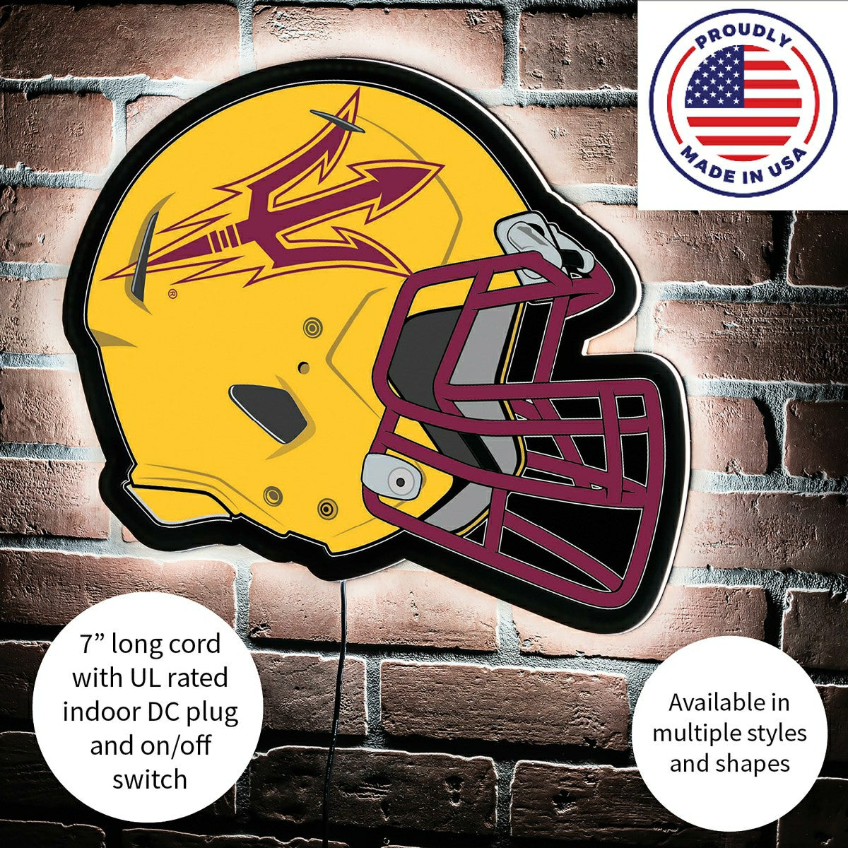 LED Wall Decor, Helmet, Arizona State University
