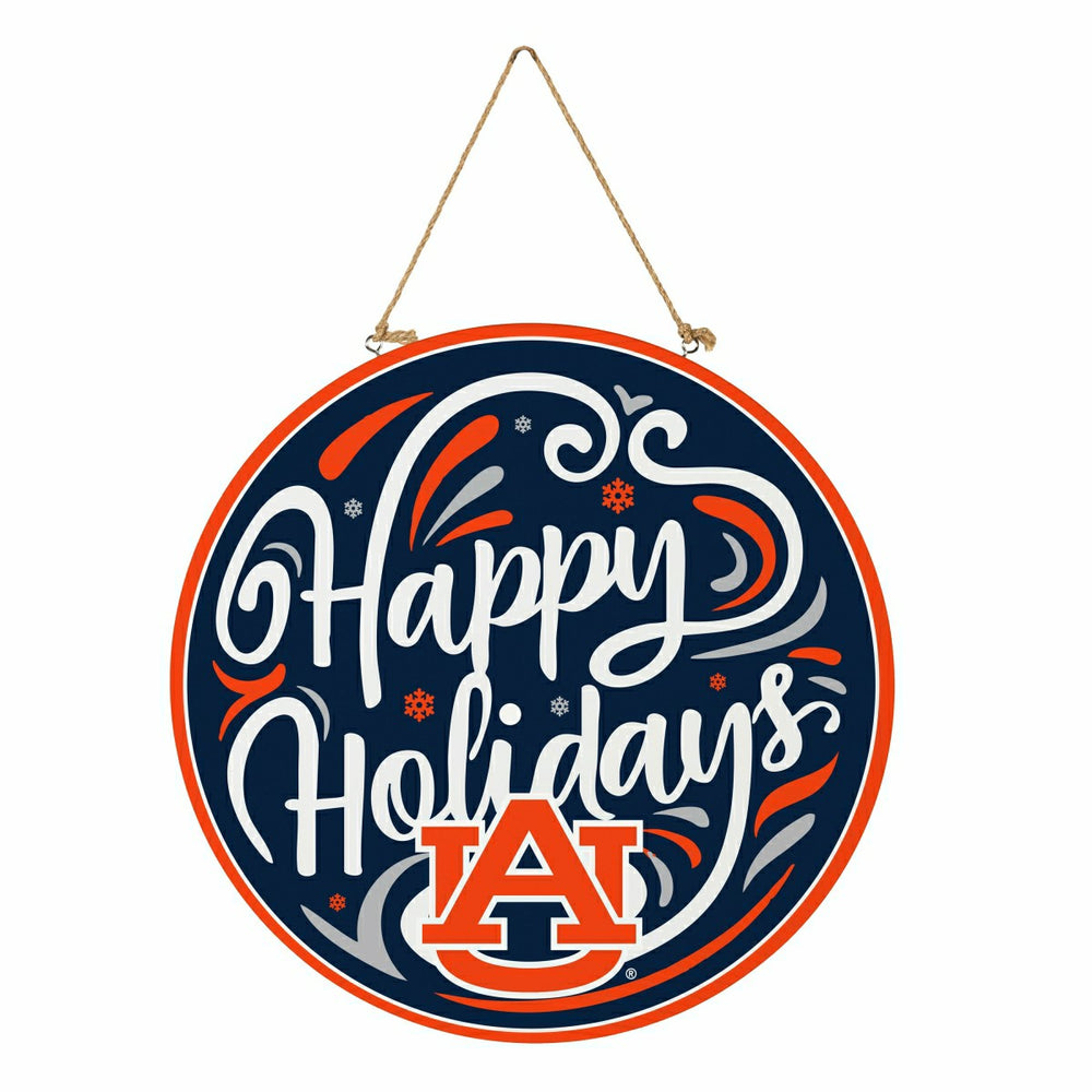 Auburn University Holiday Round Door Décor with Hanging Rope, 18x18