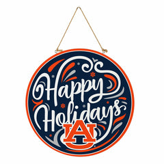Auburn University Holiday Round Door Décor with Hanging Rope, 18x18