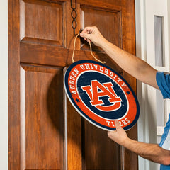 Auburn University Round Door Décor with Hanging Rope, 18x18