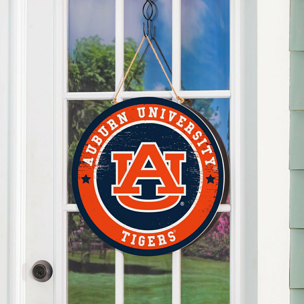 Auburn University Round Door Décor with Hanging Rope, 18x18