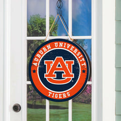 Auburn University Round Door Décor with Hanging Rope, 18x18