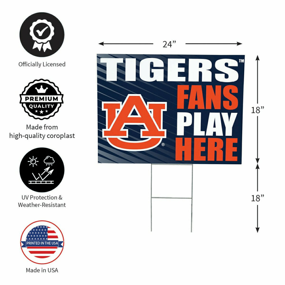 Auburn University Coroplast Yard Sign "Fans Play Here"