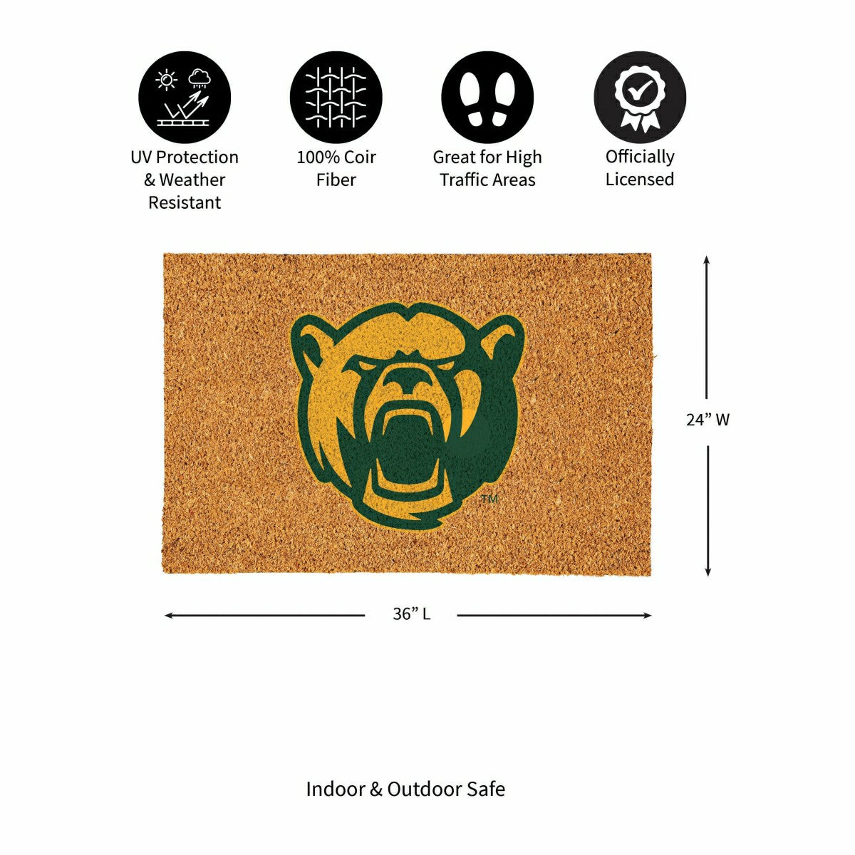 Baylor University Large Full Color Coir Mat, 36"x24"