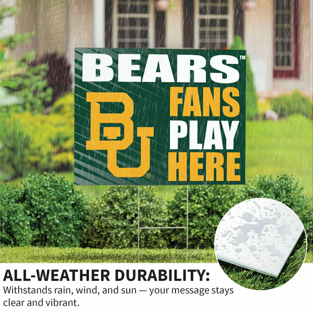 Baylor University Coroplast Yard Sign "Fans Play Here"