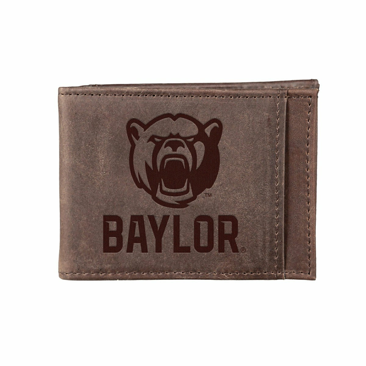 Front Pocket Wallet w/ RFID Blocking, Baylor University, Brown