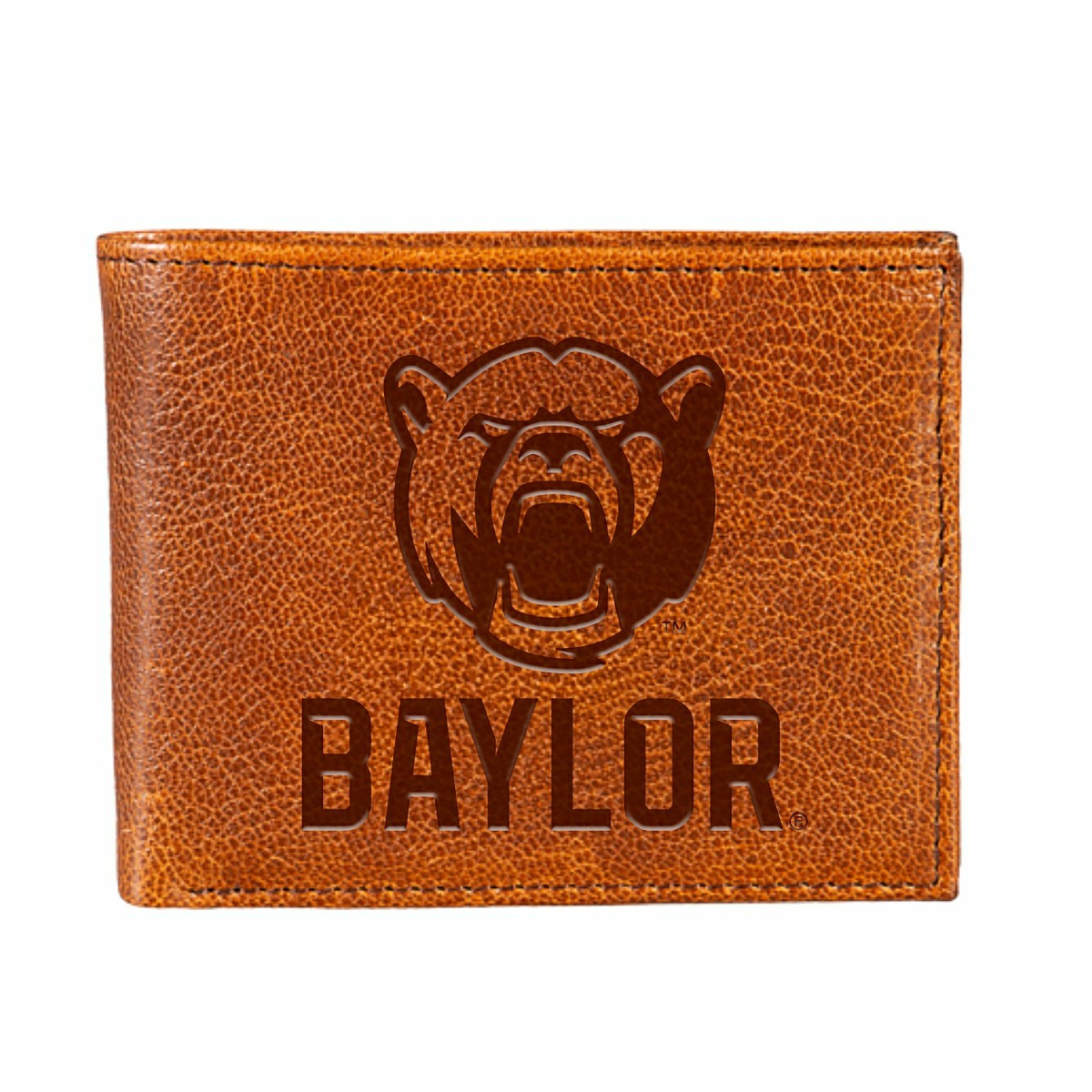 Baylor University, Embossed 100% Genuine Tumbled Leather Passcase Bi-F