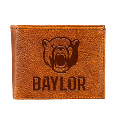 Baylor University, Embossed 100% Genuine Tumbled Leather Passcase Bi-F