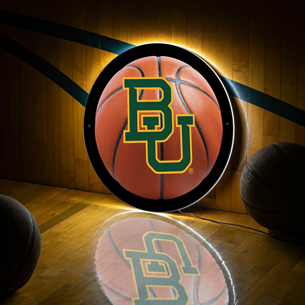 LED Wall Decor, Round, Med, Baylor, Basketball