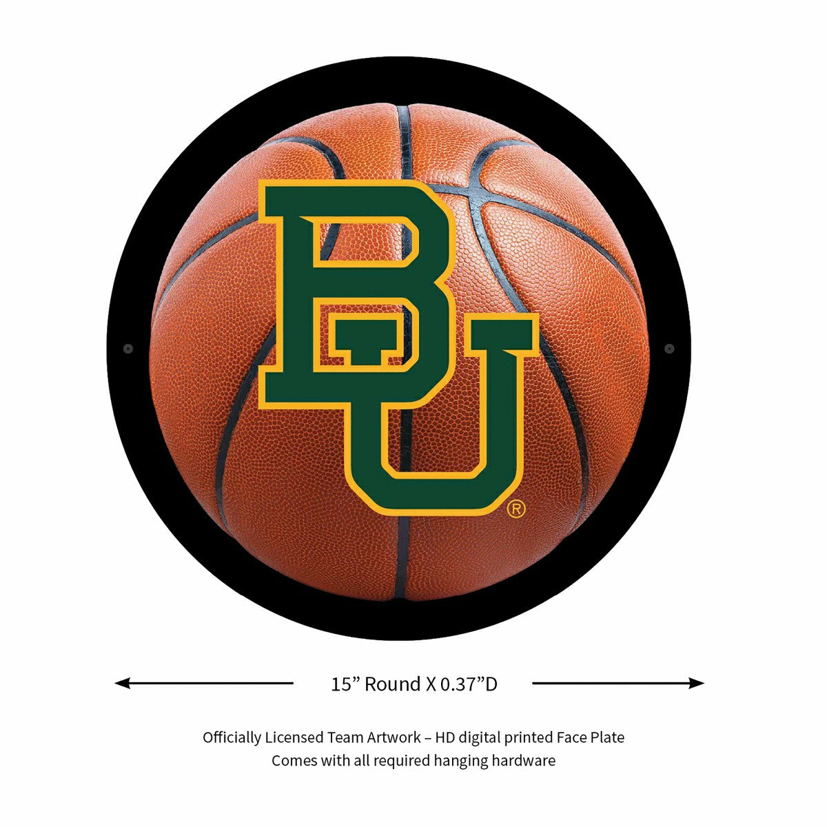 LED Wall Decor, Round, Med, Baylor, Basketball