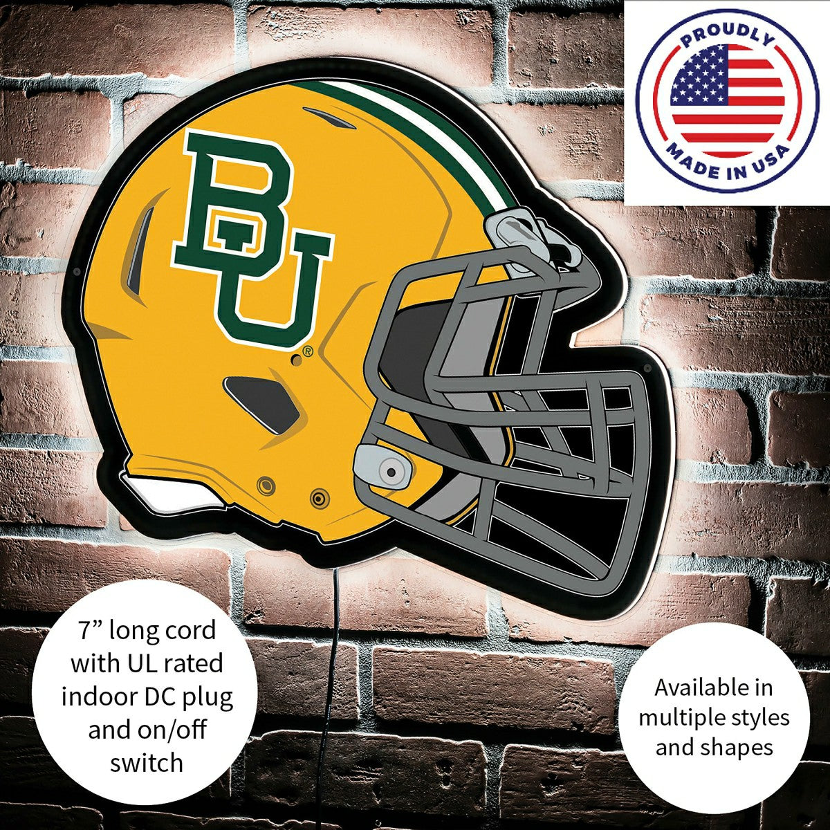 LED Wall Decor, Helmet, Baylor University