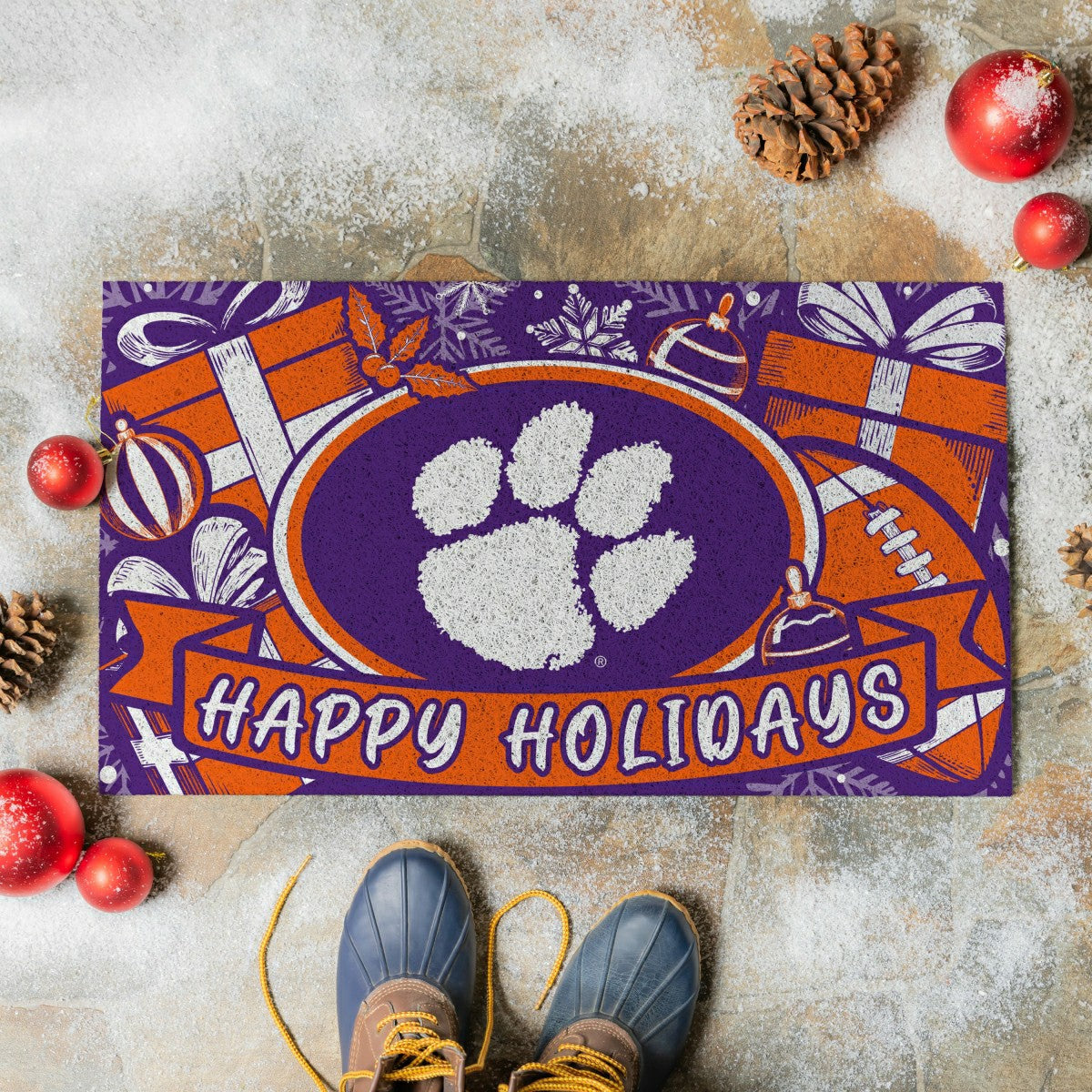 Clemson University Holiday PVC Mat, 28"x16"