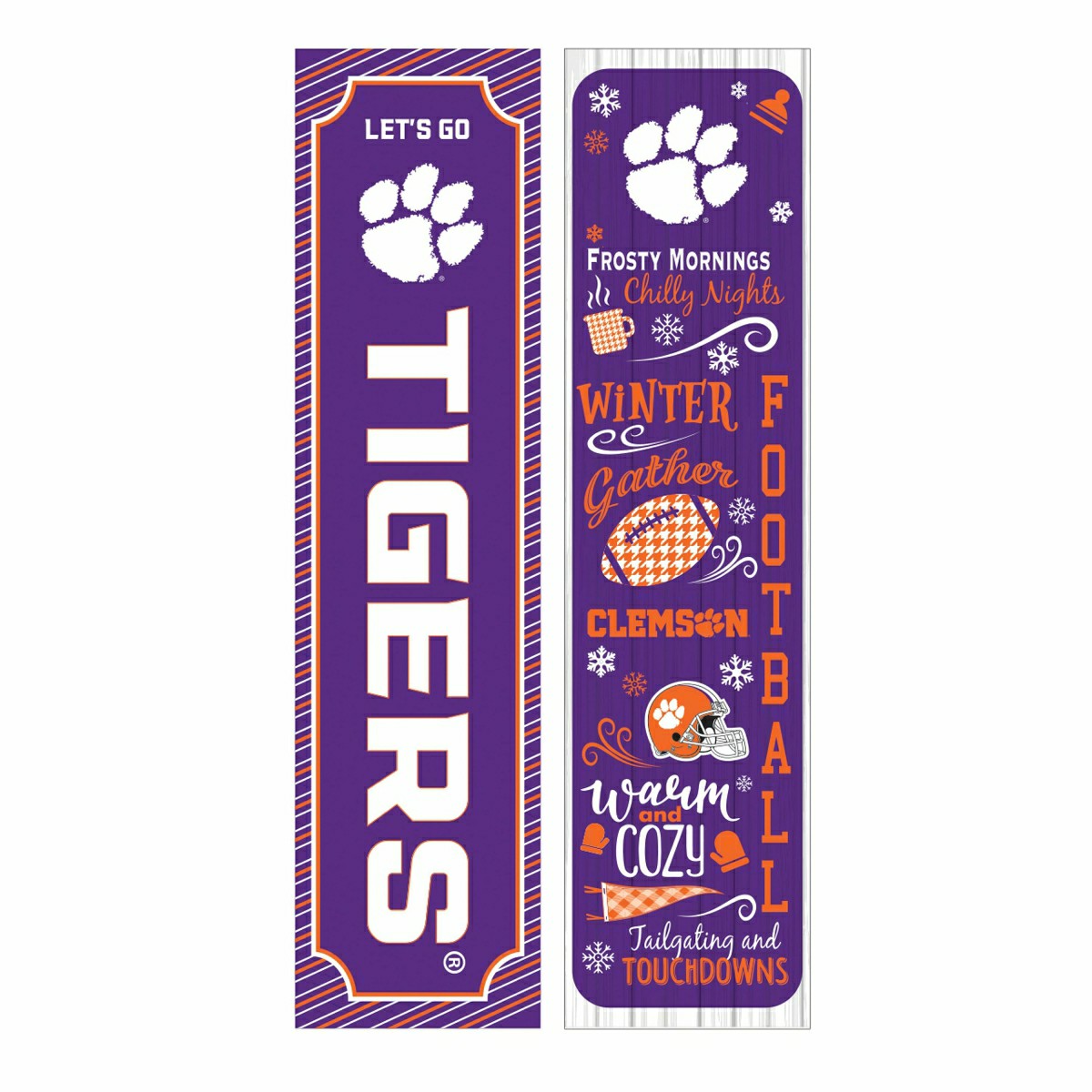 46" Double Sided Leaner, Clemson University, Winter Seasonal