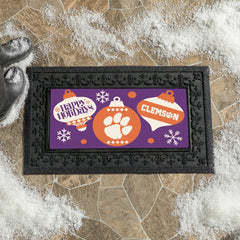 Clemson University Holiday Flocked Coir Sassafras Switch Mat, 22"x10"